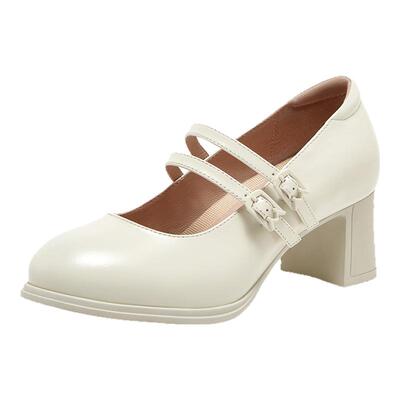 Mirabell/美丽宝春季玛丽珍高跟女皮鞋小牛皮通勤休闲软底