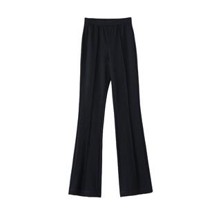 晚白2026春新款时尚裤子纯色通勤显瘦高腰微喇裤女【不含腰带】