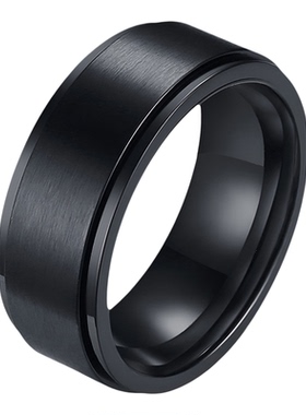 泰爱你简约拉丝款转动戒指