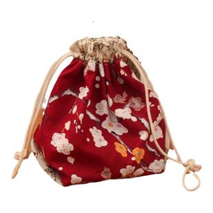 束口袋钥钥手工拼布布艺帆布拎手抽绳收纳包DIY材料包宋锦新中式