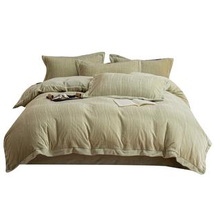 加厚牛奶绒三件套冬季法兰绒床单被套2024新款加绒床笠床品四件套