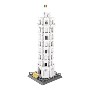 万格世界建筑地标比萨斜塔模型拼装积木小颗粒玩具儿童送朋友礼物