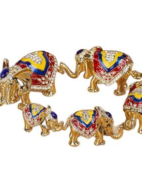 东南亚泰国旅游景区纪念品珐琅彩合金工艺品五套象创意装饰摆件