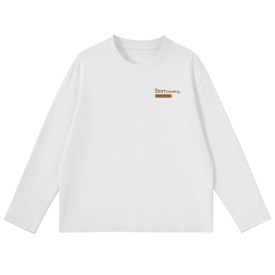 真维白色纯棉长袖t恤男款透气薄