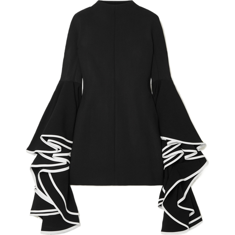 【折扣】Proenza Schouler/PS 女荷葉邊垂墜縐紗連衣裙