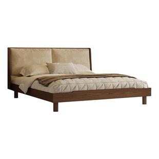 红林日记实木床1米8双人床北欧大床主卧软包靠背单人1米5现代简约