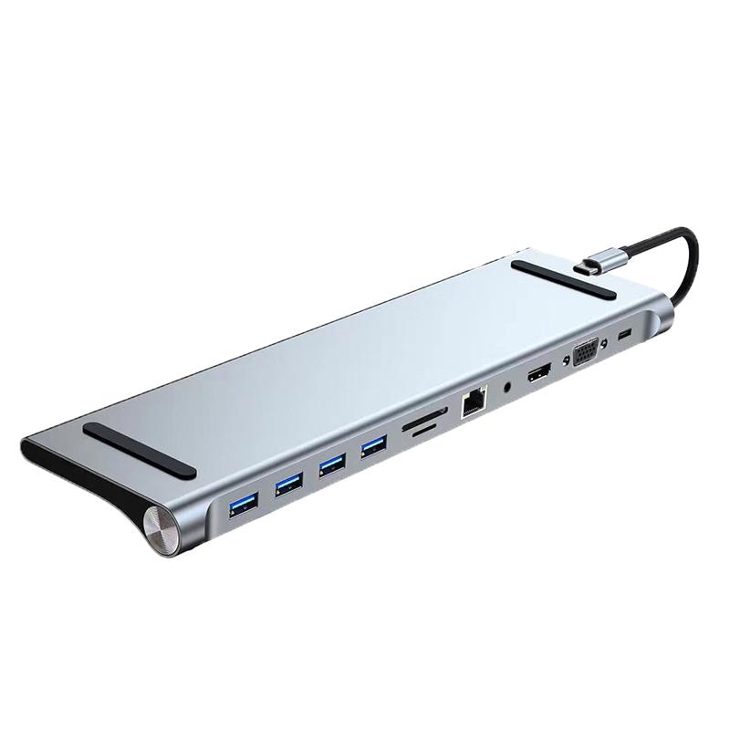Type-c hub 1~12合1桌面支架型扩展坞 to usb3.0+pd+hdmi+vga