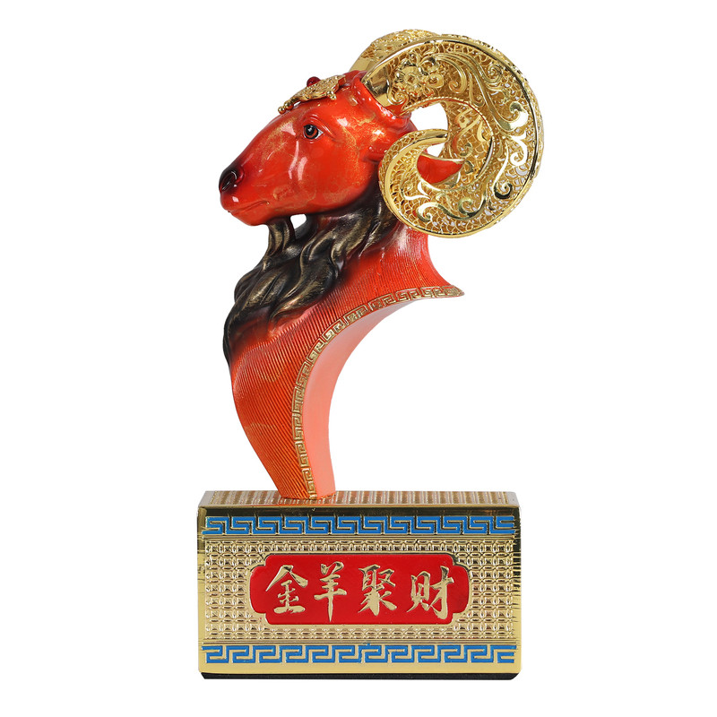 金羊纳福花丝羊首铜摆件开业礼物