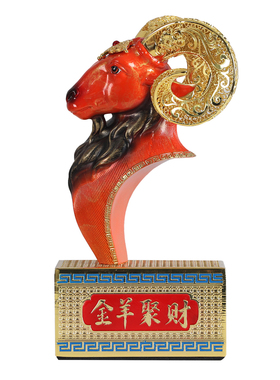 金羊纳福花丝羊首铜摆件开业礼物