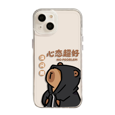 心态超好水豚透明透黑手机壳