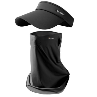 冰丝骑行防晒面罩男士防紫外线口罩遮全脸面纱男款冰袖防晒帽套装