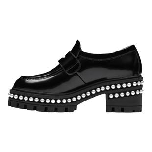 SW SOHO PEARL LOAFER 春夏学院风厚底粗跟珍珠装饰乐福鞋女单鞋