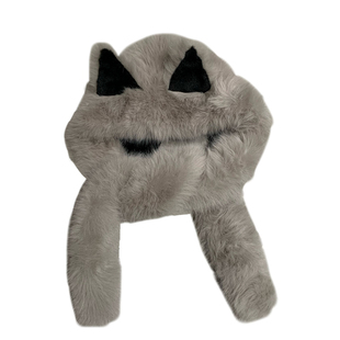 丁走走加厚毛绒狐狸耳朵帽子围巾一体冬季东北防寒保暖雷锋帽护耳