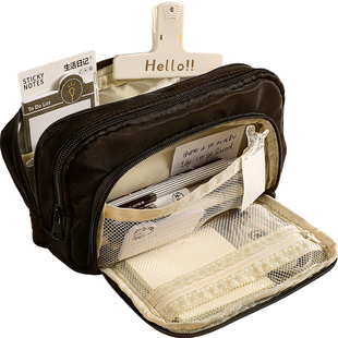 敲耐脏！大容量笔袋男孩2025新款超火文具盒小学生女孩款高颜值ins风铅笔盒初中学生用文具袋黑色简约铅笔袋