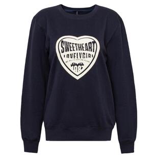 TOP家时髦休闲 法式复古画报印花落肩纯棉圆领宽松卫衣女2023秋冬