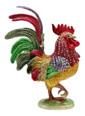 风水招财装饰摆件合金工艺品珐琅彩金鸡独立公鸡轻奢商务礼品