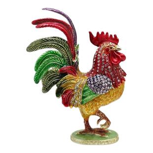 风水招财装饰摆件合金工艺品珐琅彩金鸡独立公鸡轻奢商务礼品