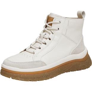 Bata休闲靴女冬季商场新款牛皮厚底高帮时尚户外UKP02DD4