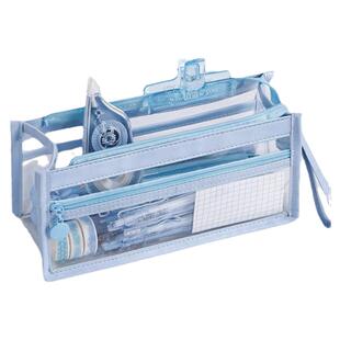 双层透明笔袋考试专用超大容量中考高考文具袋简约女生中学生小学生高颜值文具盒女孩男孩款铅笔袋初中生高中