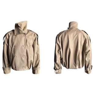 谷安关超短款风衣秋冬轻奢感外套双排扣大衣防风复古中性风夹克