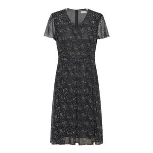 TENGS滕氏女装夏季新款轻盈优雅碎花雪纺纱袖V领连衣裙修身X廓形