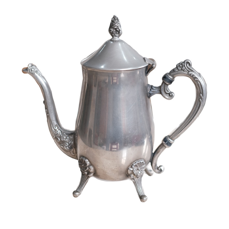 西洋中古旧物欧式镀银色壶咖啡器具vintage古着装饰摄影道具摆件