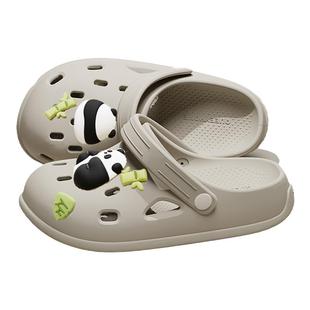 厚底洞洞鞋男款夏季外穿2024新款防滑沙滩鞋踩屎感透气包头拖鞋男