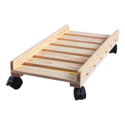 移动散热实木简约收纳带刹车托架