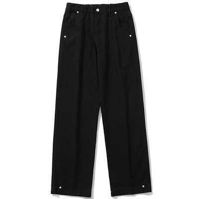 纯黑色窄版直筒牛仔裤