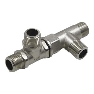 全铜加厚燃气管道专用三通接头天然气内外丝连接管一进二出分流器