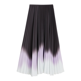 YINER音儿秋季空气感优雅流光渐变百褶高腰A字半身裙