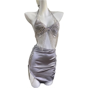 OMOM2026亮闪闪泳衣女式小胸性感比基尼四件套泳装海边度假