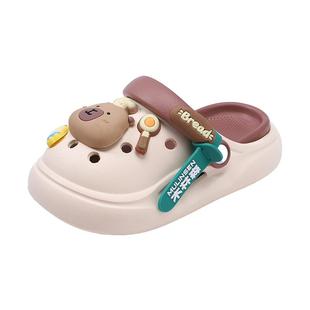 木林森儿童洞洞鞋男童卡皮巴拉拖鞋居家新款宝宝女童外出防滑凉鞋