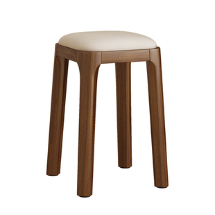 实木凳子家用结实耐用矮凳可叠放餐桌椅软包梳妆台凳静音方凳板凳