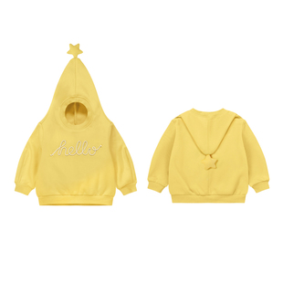 minizone童装星星人精灵外套男童女童连帽卫衣2025秋冬季儿童帽衫