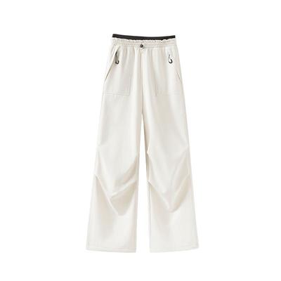 班尼路软壳冲锋登山裤女秋冬高腰宽松休闲薄绒保暖工装运动卫裤N