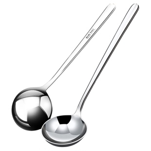 新款316L不锈钢勺子食品级家用长柄圆形汤匙高档精致分餐西餐勺子