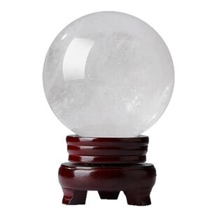 天然白水晶球摆件乔迁客厅家居饰品原石打磨桌面白色水晶球