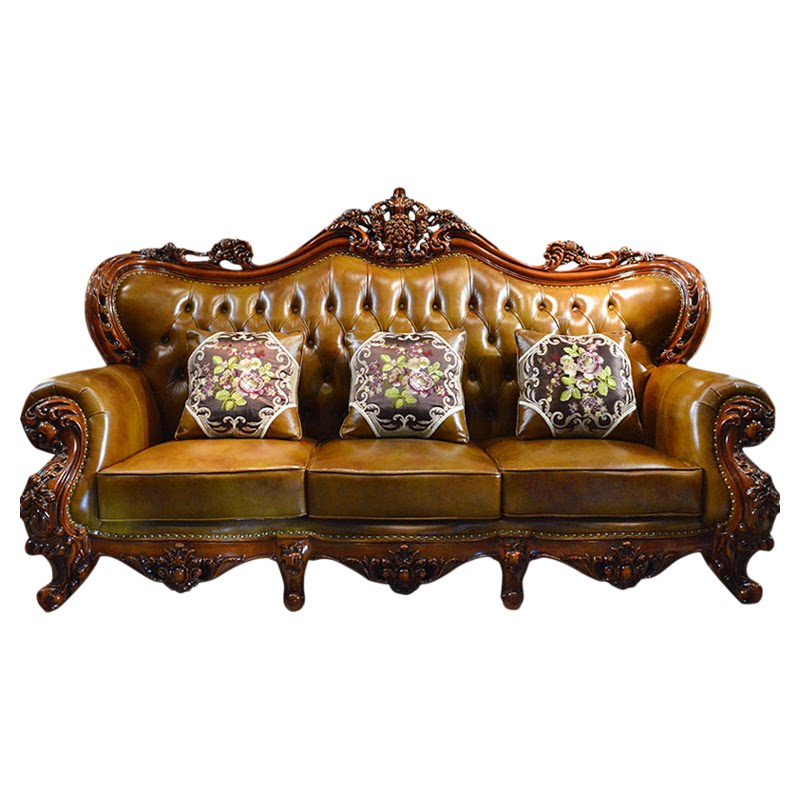 欧式真皮沙发1234组合客厅整装大户型别墅奢华头层牛皮全实木沙发