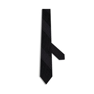 [褶裥奢品]黑色条纹真丝领带