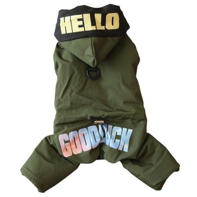 狗狗衣服冬装四脚带帽防水厚棉衣