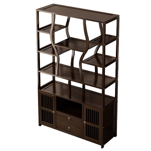 新中式博古架实木多宝阁古董置物架简约茶具茶叶展示柜隔断摆放架