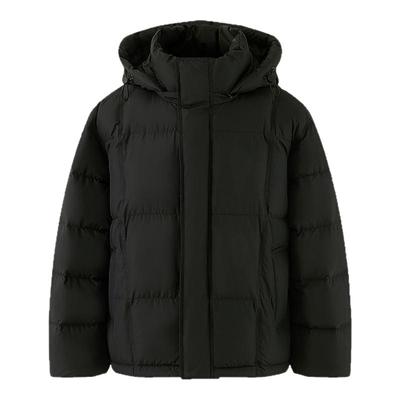 鸭鸭短款连帽粉色羽绒服