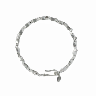 OE｜方块纯银手链重版方糖s925银半实心小众质感中性男女叠戴礼物