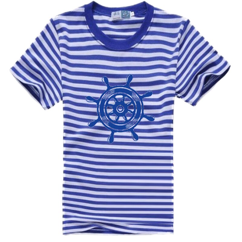 梅花牌海魂衫短袖男女半袖T恤纯棉蓝白条纹水手情侣装班服定制夏