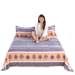 冬季床单加绒加厚牛奶绒珊瑚绒毯子单人宿舍双面绒毛毯法兰绒被单