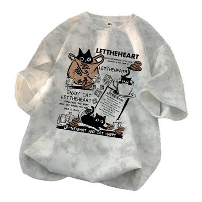 美式扎染短袖t恤男夏季2025新款宽松重磅潮牌ins高街圆领半袖体恤