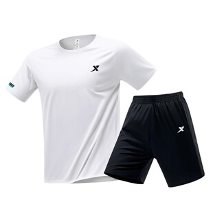 特步短袖冰丝运动套装男士速干衣夏季体测篮球羽毛球跑步训练服男