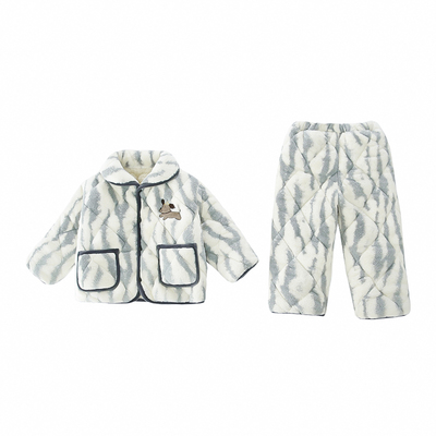 儿童睡衣男童冬款三层夹棉加厚