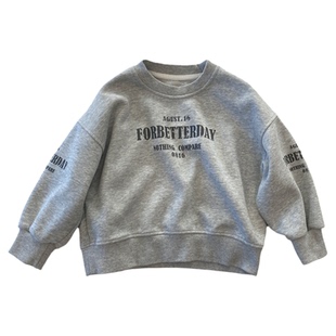 【中童90-130码】休闲字母印花卫衣男童春款圆领宽松套头上衣女童